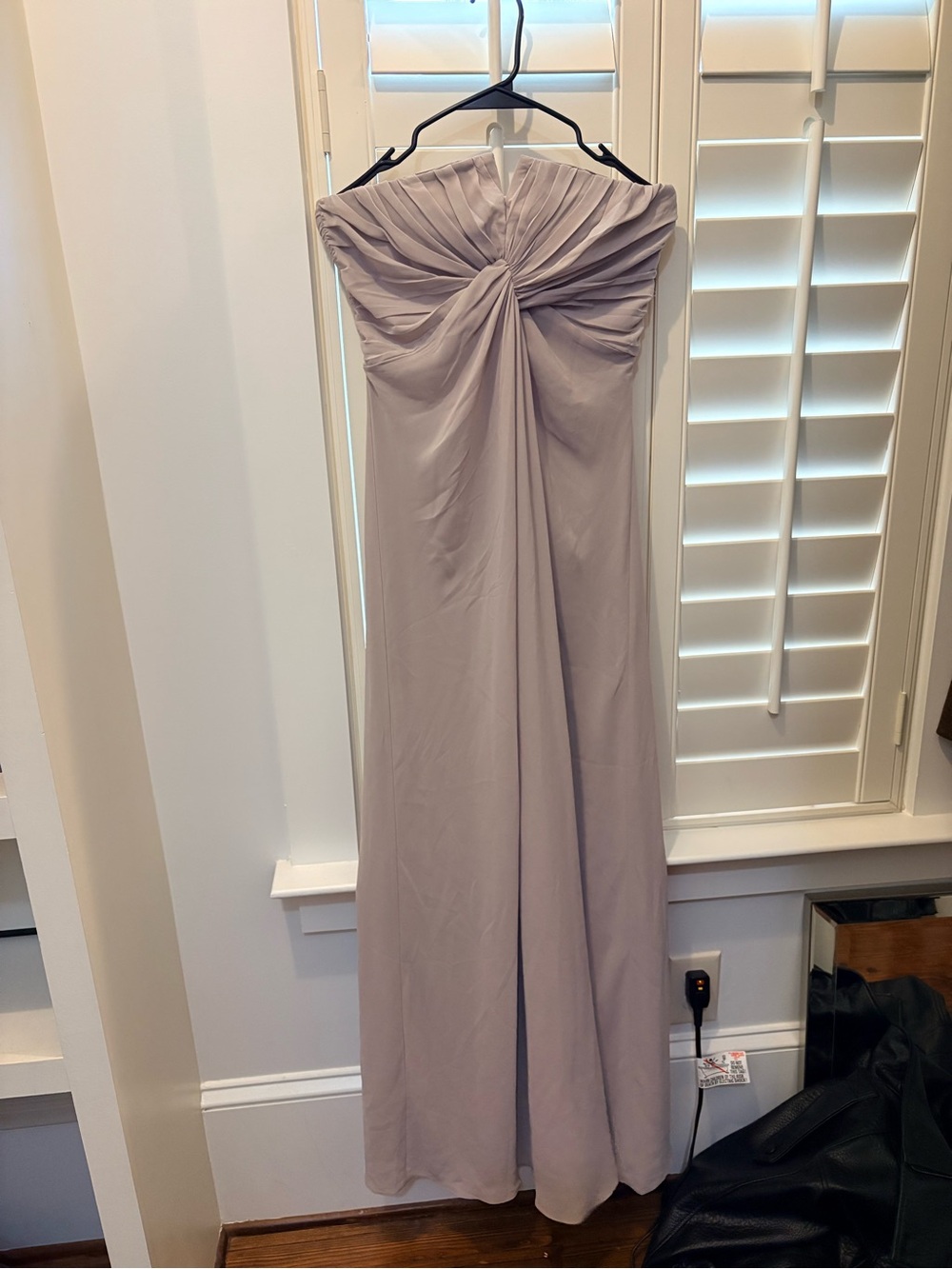 Strapless Twist-Front Evening Gown in Dusty Mauve